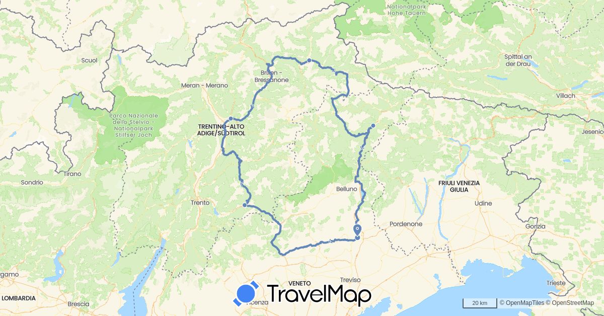 TravelMap itinerary: cycling in Italy (Europe)